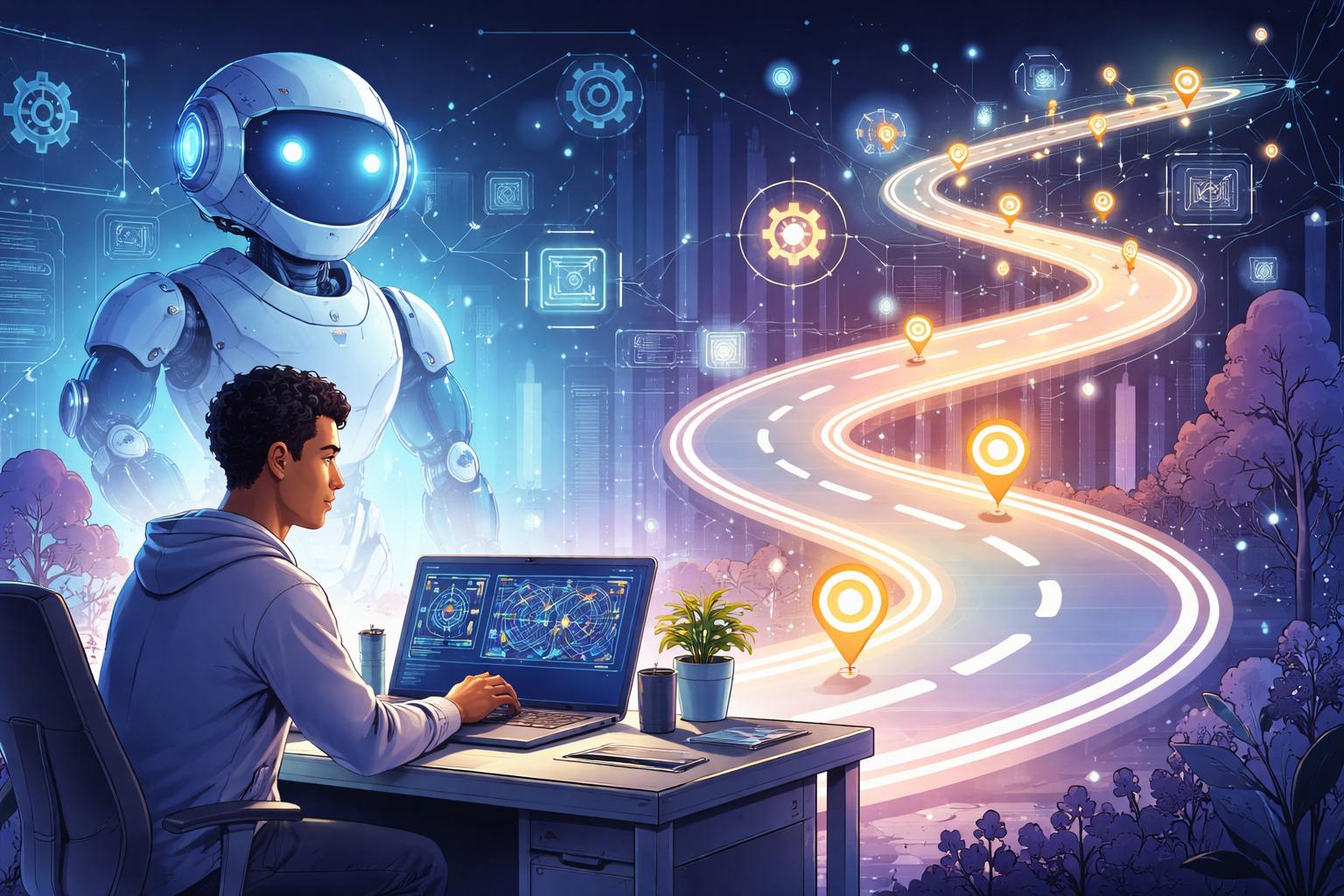 Person giving a confident presentation, representing a student using Gamma AI for campus interviews