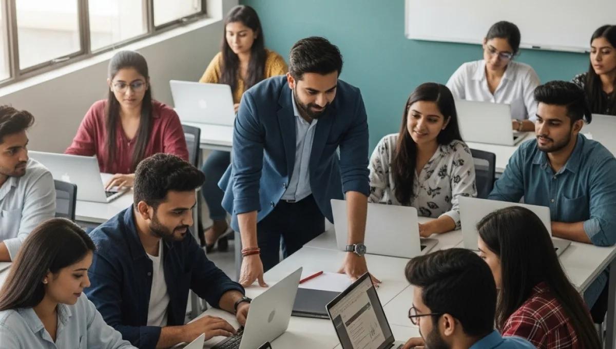 BM Academy mentor guiding students during a hands-on digital marketing class