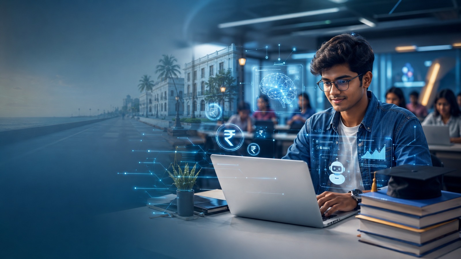 Students attending an AI training course in Pondicherry