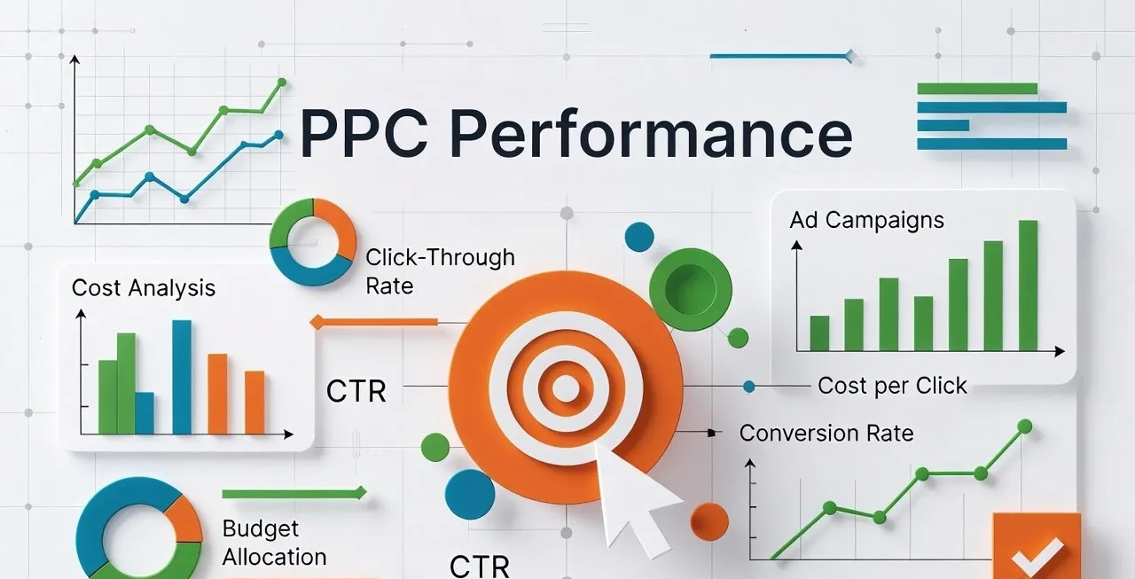 PPC campaign management dashboard showing Google Ads performance and ROI optimization